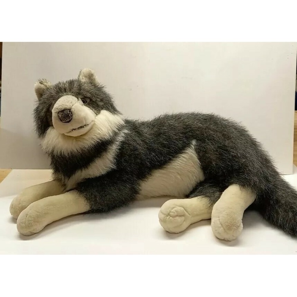 Vintage Cascade Large Grey White Wolf Plush